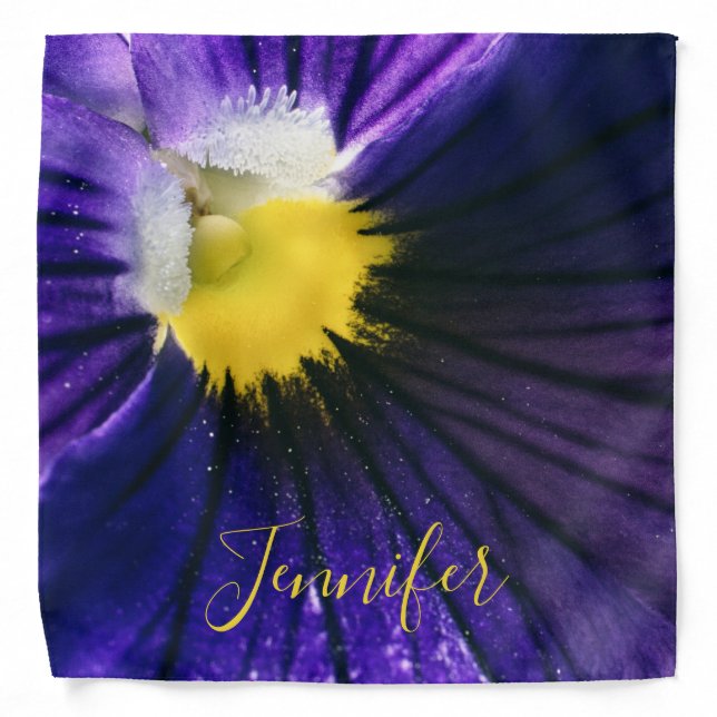 Purple pansy macro photograph elegant bandana (Front)