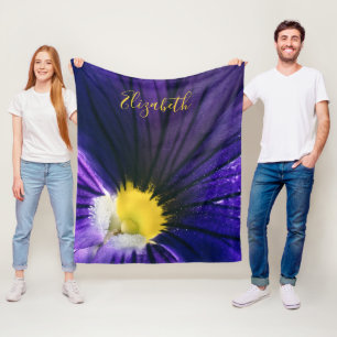 Purple pansy macro photograph elegant fleece blanket