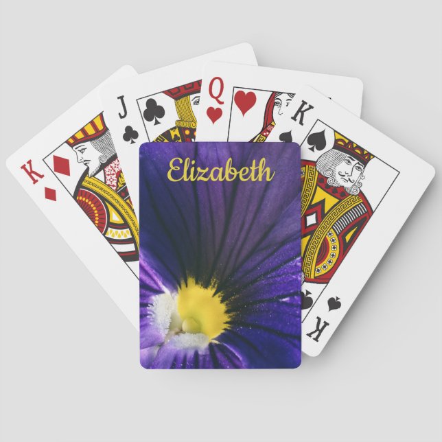 Purple pansy macro photograph elegant floral poker cards (Back)