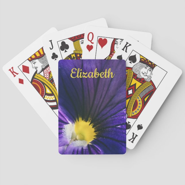 Purple pansy macro photograph elegant floral poker cards (Back)