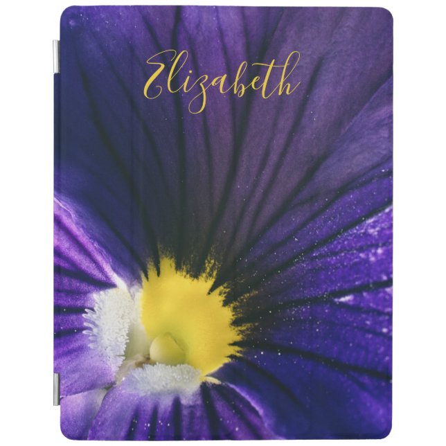 Purple pansy macro photograph elegant iPad smart cover (Front)