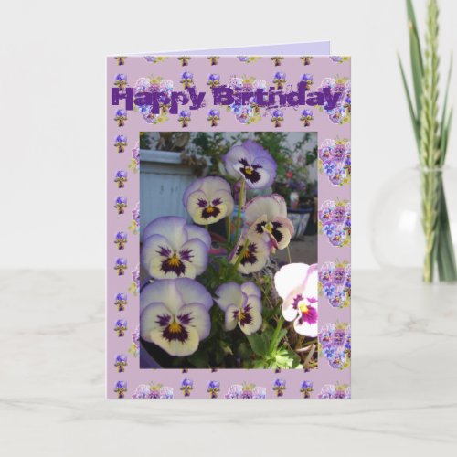 Purple Pansy Pansies Flower Floral Photo art Card