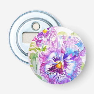 Purple Pansy Pansies Watercolor Art Favour Floral Bottle Opener
