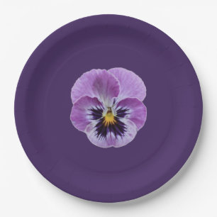 Purple Pansy Party Paper Plate