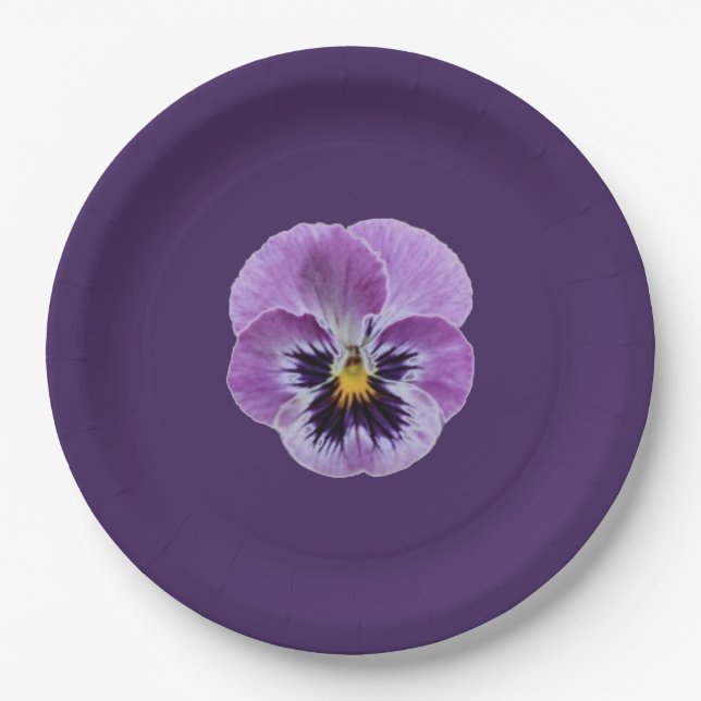 Purple Pansy Party Paper Plate (Front)