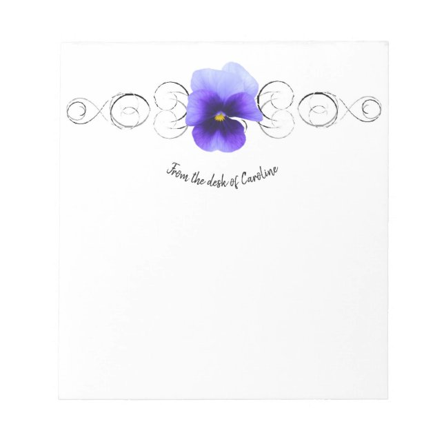 Purple Pansy Personalized Notepad (Front)