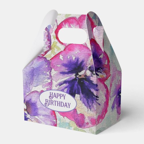 Purple Pansy Pink Flower Floral Watercolor Favor Boxes