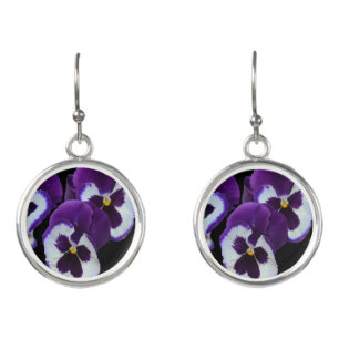 Purple Pansy Posy, Earrings