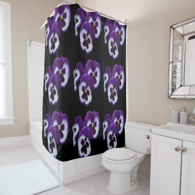 Purple Pansy Posy, Shower Curtain (In Situ)