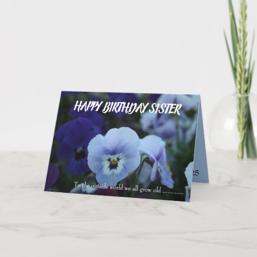 Purple Pansy Sentimental Poem Sister Birthday  Card