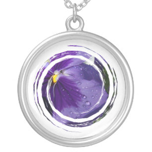 Purple Pansy Silver Plated Necklace