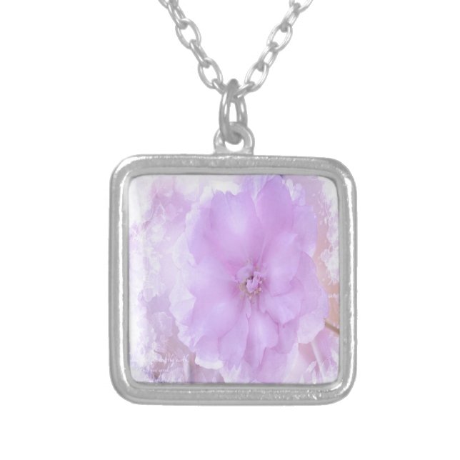 Purple Pansy Silver Plated Necklace (Front)