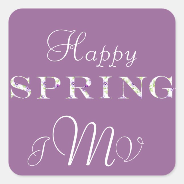 Purple Pansy Spring Greeting Sticker (Front)
