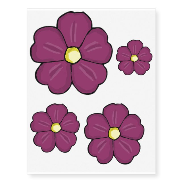 Purple pansy temporary tattoos (Front)