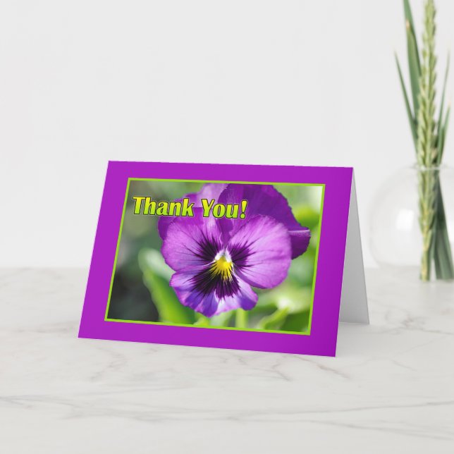Purple Pansy Thank You Card (Front)