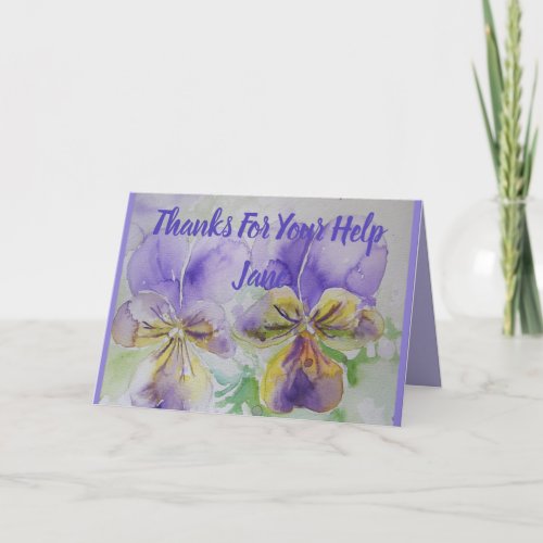 Purple Pansy Thank You than Watercolor Card