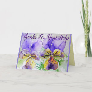 Purple Pansy Thank You thanks Watercolor Card