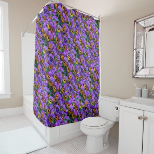 Purple Pansy Theme Shower Curtain