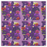 Purple Pansy Typography, Fabric