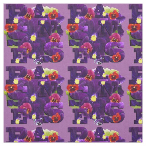Purple Pansy Typography, Fabric