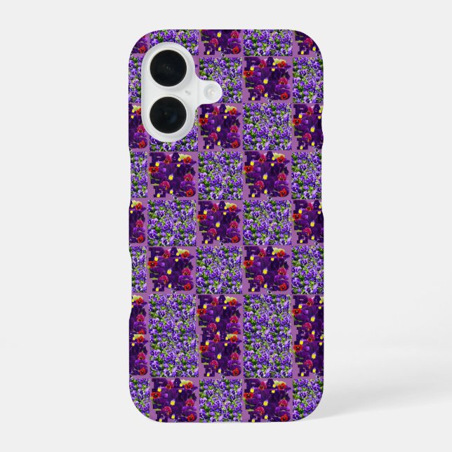 Purple Pansy Typography, iPhone Case (Back)