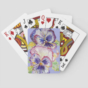 Purple Pansy Watercolor Flower Playing Cards Set