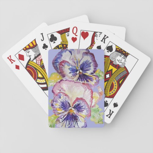 Purple Pansy Watercolor Flower Playing Cards Set