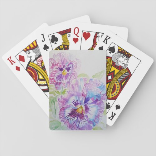 Purple Pansy Watercolour Flower Playing Cards Set