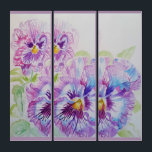Purple Pansy Watercolour Original Art Triptych<br><div class="desc">Purple Pansy Watercolour Ink Original Art Triptych. I hope you enjoy this triptych art print based on one of my original watercolour and Ink pen paintings.</div>
