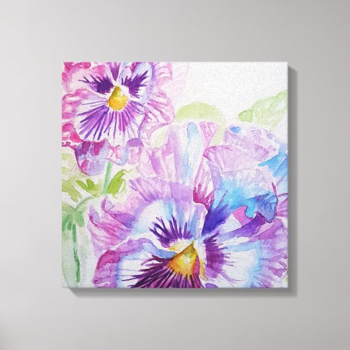 Purple Pansy Watercolour Painting Canvas Print