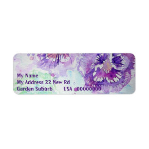 Purple Pansy Watercolour Return Address Labels