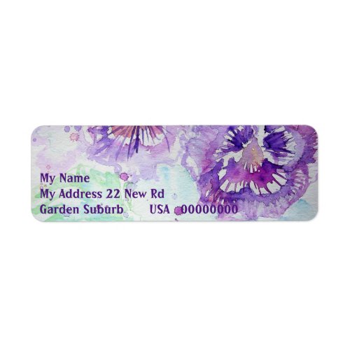 Purple Pansy Watercolour Return Address Labels