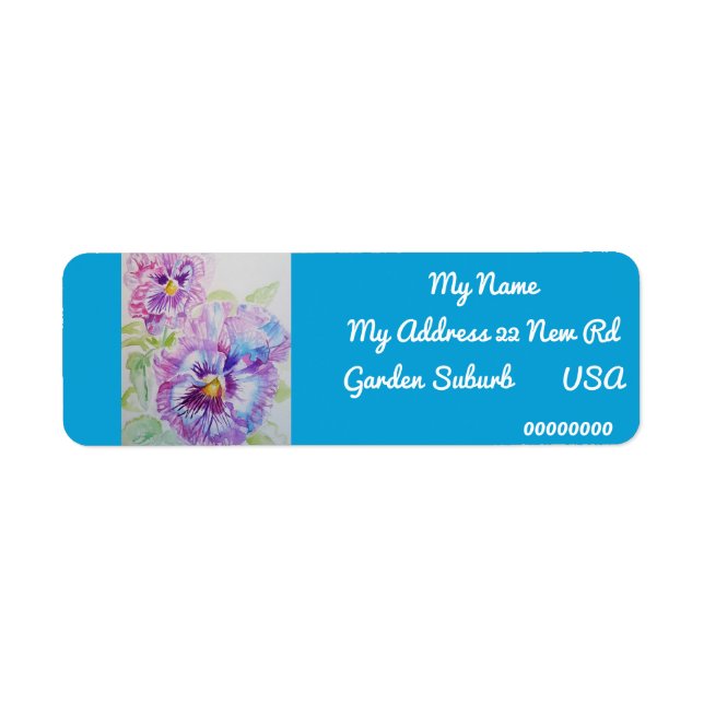 Purple Pansy Watercolour Return Address Labels (Front)