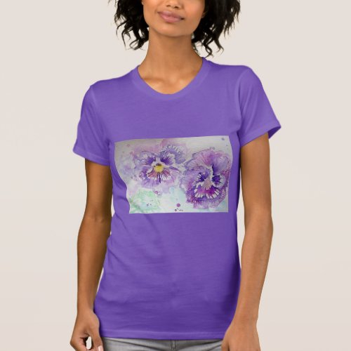 Purple Pansy Watercolour violet flower art T Shirt