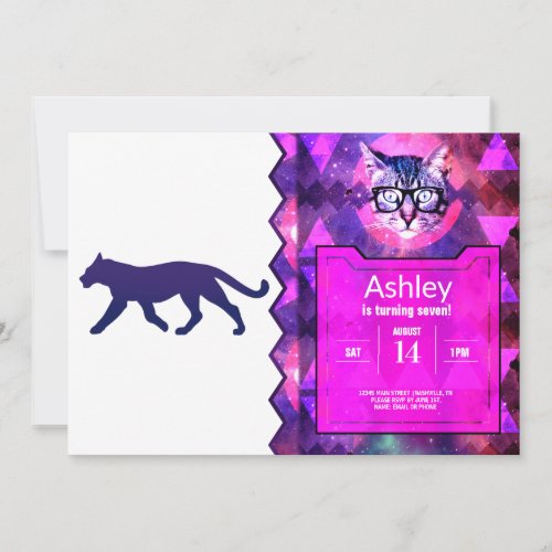 Purple panther silhouette _ Choose background colo Invitation