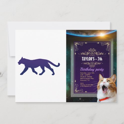 Purple panther silhouette _ Choose background colo Invitation