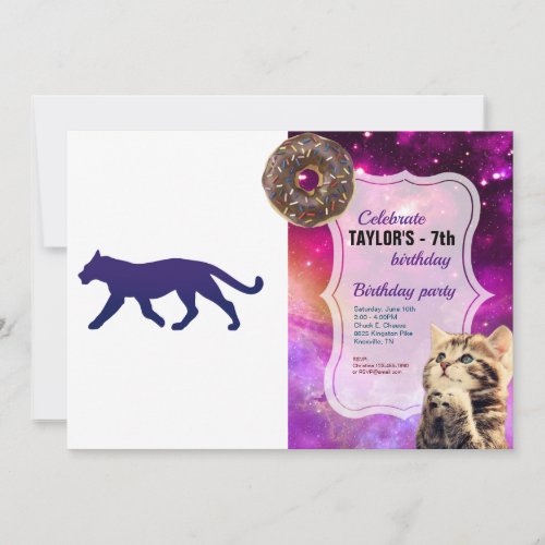 Purple panther silhouette _ Choose background colo Invitation