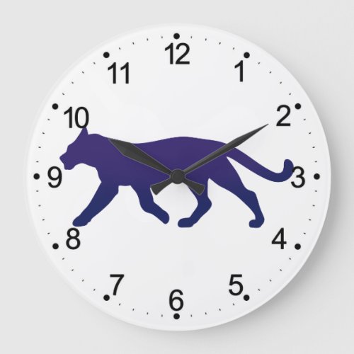 Purple panther silhouette _ Choose background colo Large Clock