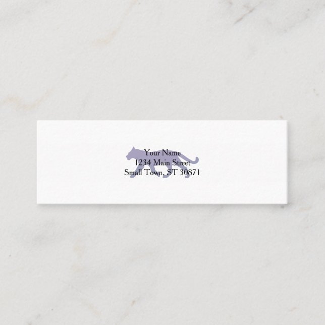 Purple panther silhouette - Choose background colo Mini Business Card (Front)