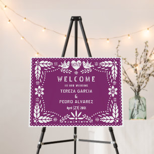 Purple papel Picado fiesta wedding welcome Foam Board
