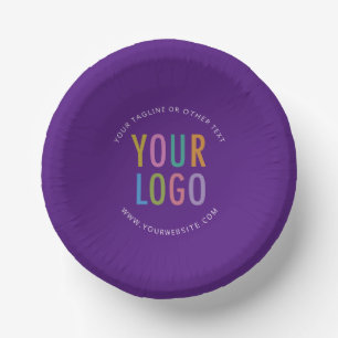 Purple Paper Bowls Business Logo Printed 7 inch