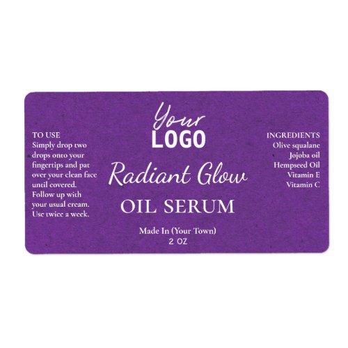Purple Paper Texture Radiant Glow Serum Labels