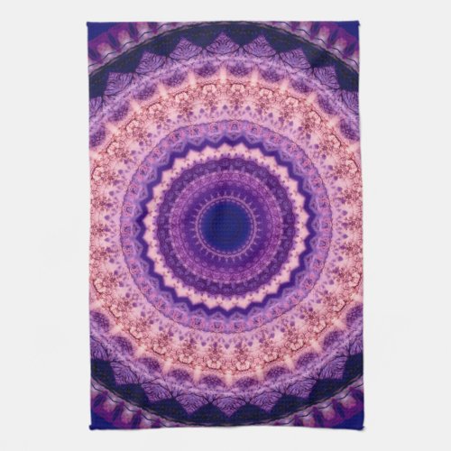 Purple Paradise Mandala kitchen tea towel