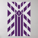 Purple Quadrangle Stripes on Grey with Monogram