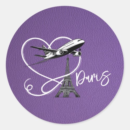 Purple Paris Passport  Classic Round Sticker