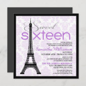 Purple Paris Sweet 16 Invitations (Front/Back)