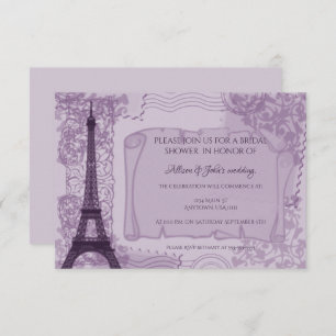 Purple Parisian Bridal Shower Invitation