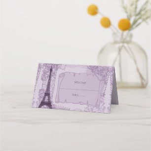 Purple Parisian Reception Place Card