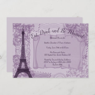 Purple Parisian Rehearsal Dinner Invitation