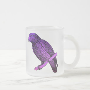 Purple Parrot Frosted Glass Coffee Mug